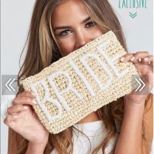 LJL ~ BRIDE RAFFIA CLUTCH ~ BEIGE/WHITE